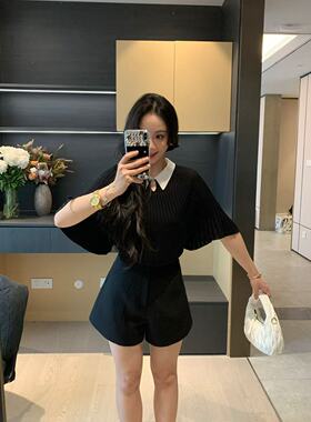 XINYI【氧气空调】夏季撞色蝙蝠袖针织小衫女显瘦上衣X625Z08371