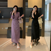 夏季 XINYI 曲线弯刀 轻薄雪纺连衣裙收腰显瘦气质裙X625Q11105