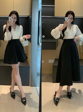 XINYI【优雅美神】春季假两件撞色连衣裙收腰显瘦气质X626Q01227