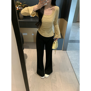 梨形天菜 女高腰显瘦百搭休闲裤 春季 微喇裤 英伦斜纹西装 XINYI