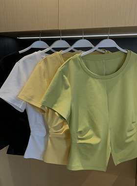 XINYI【蛮腰T】夏季圆领纯色棉感短袖T恤女显瘦百搭X625Y10726