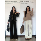 XINYI 女显高显瘦百搭微喇裤 梨形天菜2.0 秋冬高腰毛呢休闲裤