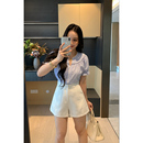 女收腰显瘦百搭X625C10455 XINYI 慵懒法式 夏季 棉感条纹衬衫