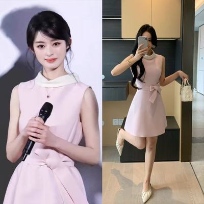XINYI【五福临门】春夏甜美连衣裙收腰显瘦气质带飘带X625Q01701