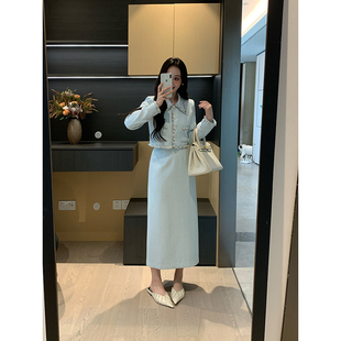 粗花呢小香外套 XINYI 珍珠珊瑚海 秋季 女 高腰半身裙显瘦套装