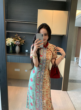 XINYI【兰亭花序】夏季民族风印花连衣裙收腰显瘦气质X625Q04425