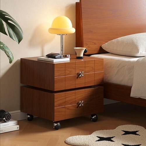 创意可旋转床头柜中古风抽屉柜