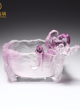 琉璃莲花收纳摆件水晶装饰品礼物
