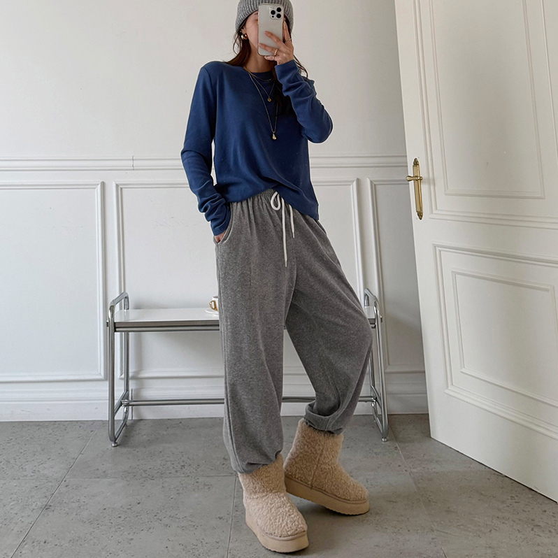 直邮 韩国代购官网女装N9 松弛感 柔软舒适宽松直筒丝绒休闲裤,女装/女士精品,休闲裤,淘宝优惠券,粉丝福利购,淘宝优惠卷