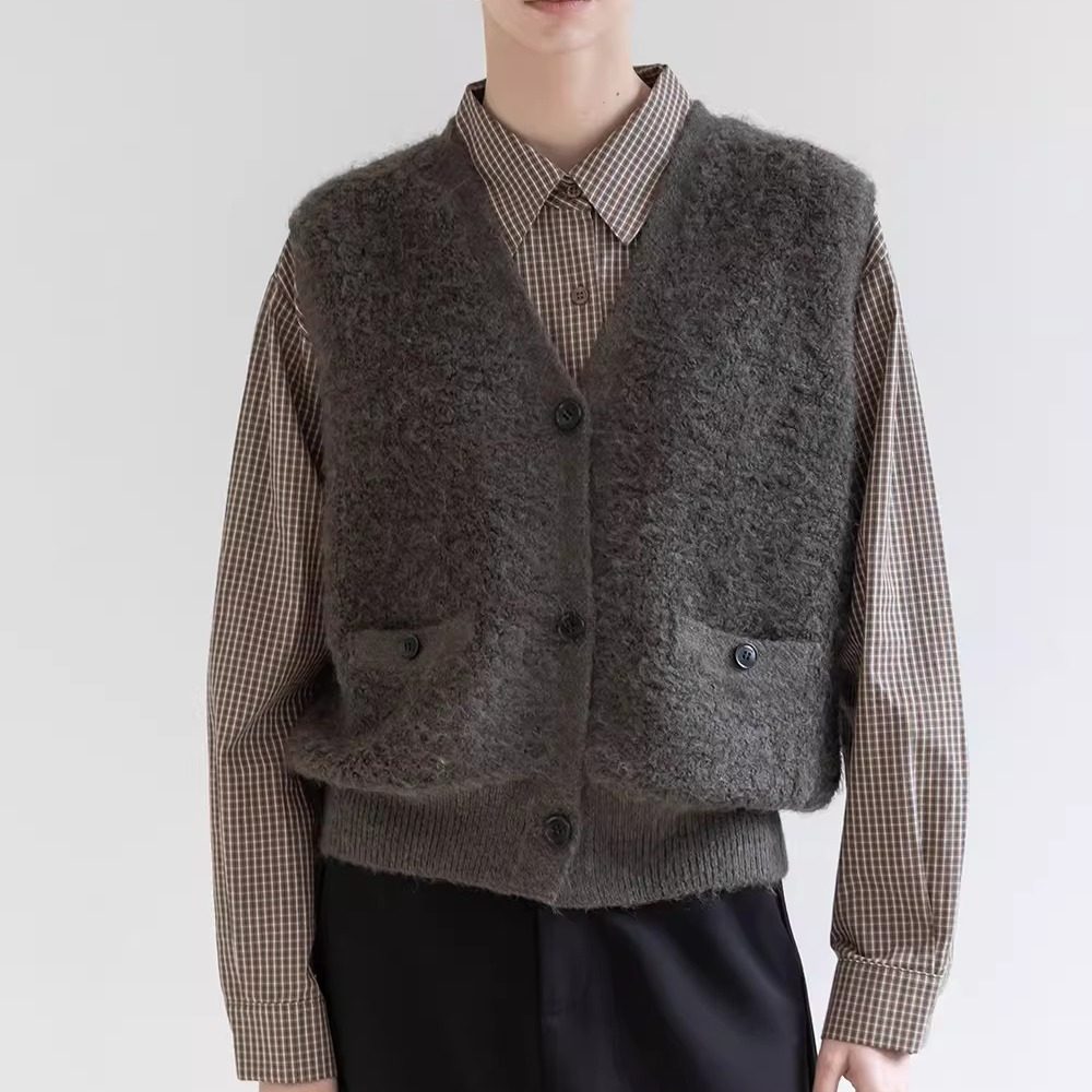 直邮 韩国代购官网女装 wconcept 复古口袋毛圈针织背心外穿马甲,女装/女士精品,马夹,淘宝优惠券,粉丝福利购,淘宝优惠卷