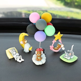 猫和老鼠车摆件汤姆猫杰瑞鼠手办儿童玩具模型公仔车载摆件可爱