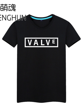 游戏平台文字印花T恤VALVE 游戏T恤玩家夏季纯棉短袖T恤