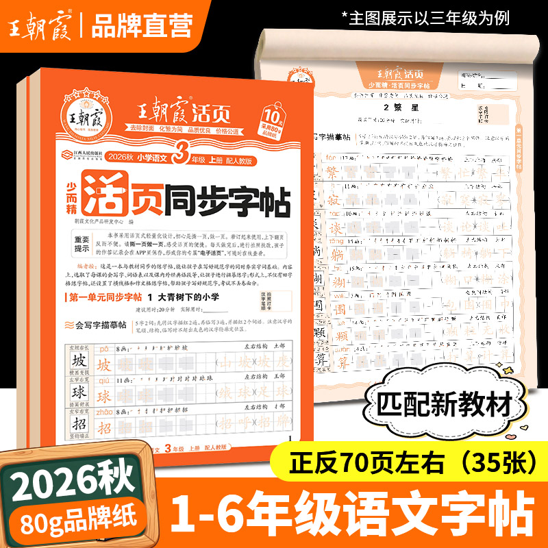 王朝霞练字帖2026秋上册字帖专项练一二三四五六年级每日一练小学生专用楷体字帖课本生字练易错字描摹贴提升卷面分字帖本 - 实物图