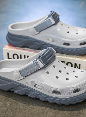 DENSUNCOO洞洞鞋男夏季外穿防滑增高踩屎感厚底凉拖两用休闲运动