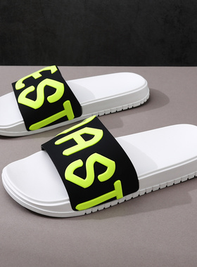 DENSUNCOO外穿夏字母原宿软底港风新款凉拖鞋情侣款清新配色ins潮