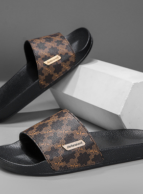 夏季外穿时尚拖鞋男2025新款青少年沙滩运动休闲踩屎感厚底一字拖