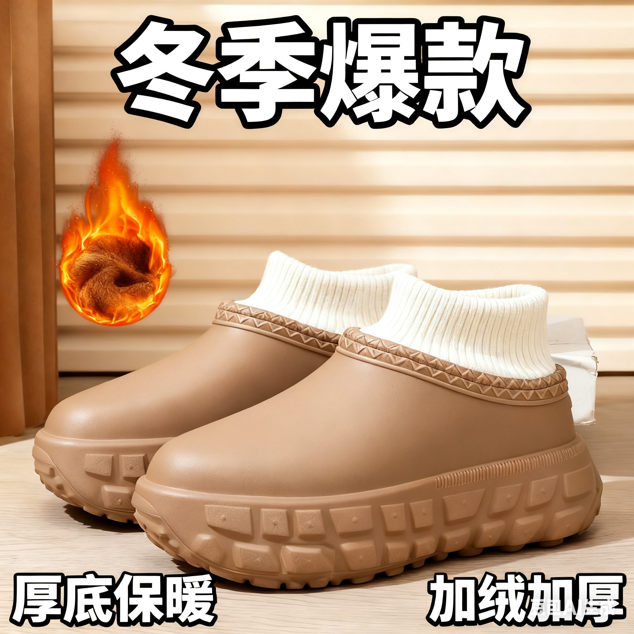 DENSUNCOO防滑保暖棉鞋