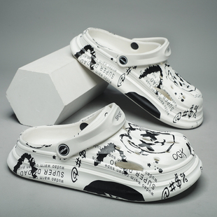 外穿男士 新款 防滑耐磨踩屎感拖鞋 沙滩包头凉鞋 洞洞鞋 男拖鞋 男夏季