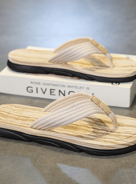 DENSUNCOO拖鞋男士人字拖夏季外穿防滑男凉拖布带夹脚沙滩凉鞋男