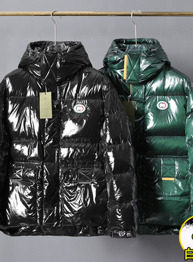羽绒服男士冬季90白鸭绒亮面连帽加厚保暖宽松休闲外套男YR22119