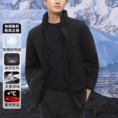 罗撤柜冬天立领羽绒服男款防风保暖商务休闲百搭鸭绒外套男228039
