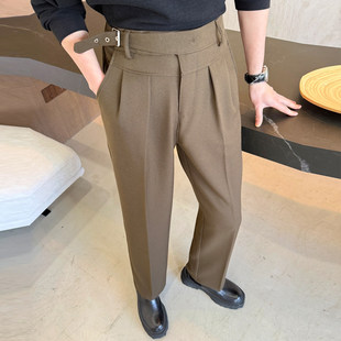 复古褶皱长裤 2026SS新款 垂感修身 男士 子 老钱风那不列颠小直筒西裤