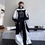 美式高街运动撞色连帽卫衣套装男痞帅休闲高级感潮牌赛车服阔腿裤