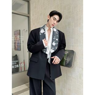 春季高级感立体蕾丝花朵装饰时尚西服外套上衣设计感演出舞台歌手