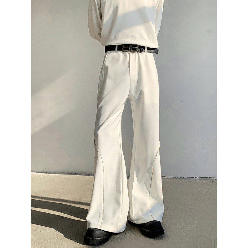 春季高级感拉链设计微喇西装裤男显高垂坠阔腿裤网红裤子cleanfit