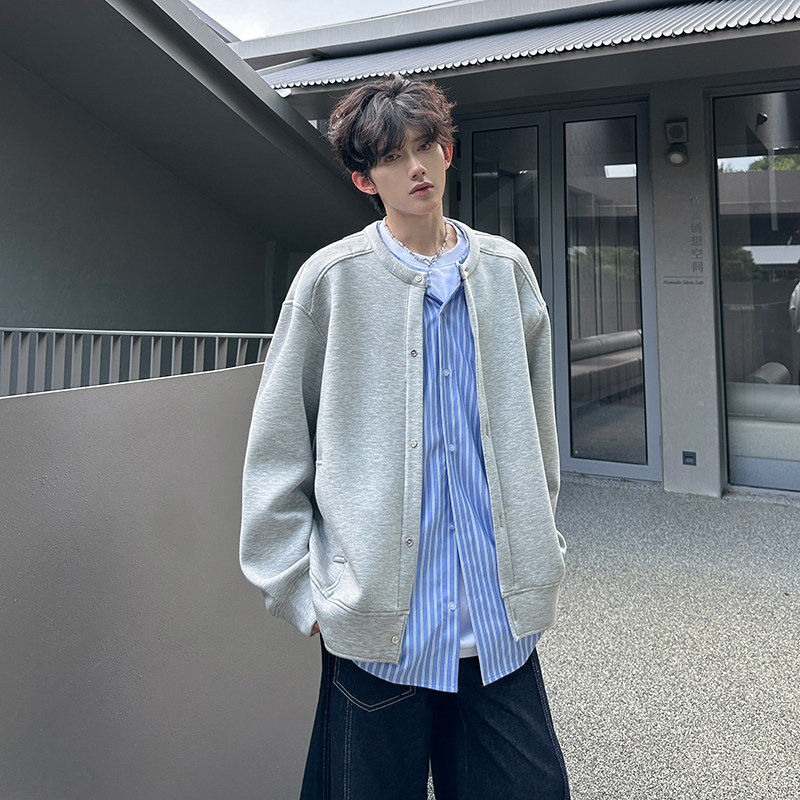 春季韩版条纹衬衫拼接设计感假两件夹克外套休闲穿搭上衣开衫卫衣