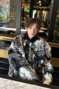 美式扎染羊羔毛短款外套男加厚保暖痞帅时尚毛毛皮草炸街高级棉袄