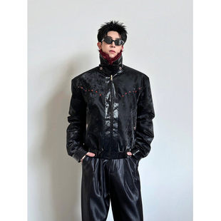 冬季老钱高级感黑红伯爵双面穿座山雕加绒加厚仿貂毛棉服外套潮牌