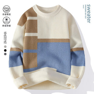 撞色线衫 GXG男装 针织衫 秋冬毛衣通勤舒适拼接厚款 不起球 官方正品