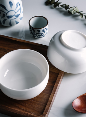 德化羊脂玉白瓷碗具轻奢华餐具家用吃饭碗米饭碗汤碗加厚白碗商用