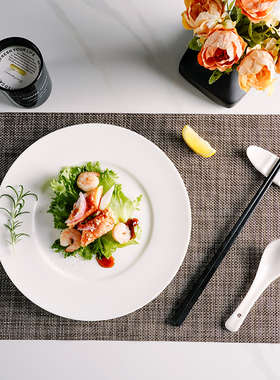 稳定羊脂玉德化白瓷盘西餐厅早餐大盘酒店陶瓷餐具自助餐牛排平盘