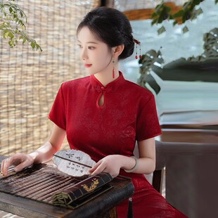 喜婆婆旗袍婚宴装2025年新款春妈妈结婚喜宴喜服新式红色修身礼服