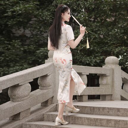 锦鲤折桂送考旗袍素雅清新日常2026新款修身高端中考旗袍一举夺魁