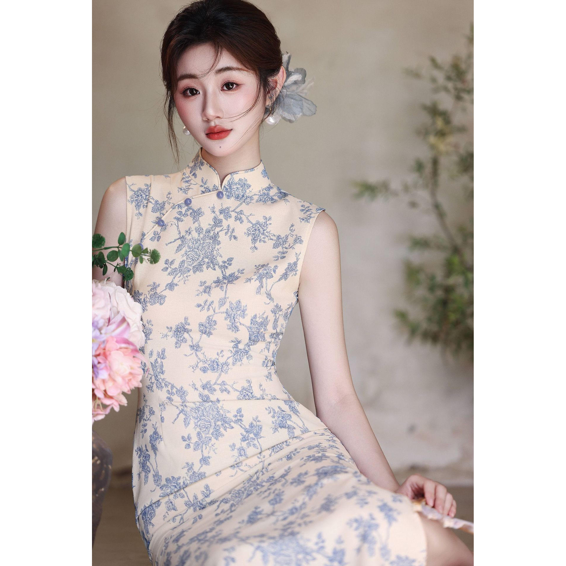 青花瓷古法海派旗袍2026新款年轻少女改良复古民国千金长款夏季图片