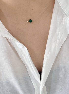 HEGG原创自制复古绿色玛瑙项链