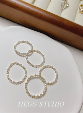 HEGG|温柔珍珠戒指女极细施家高级感小众设计时尚甜美叠带轻奢风