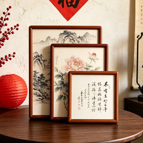 圆角实木相框方长方形挂墙框架海报儿童画8开4k30寸a3A4摆台画框