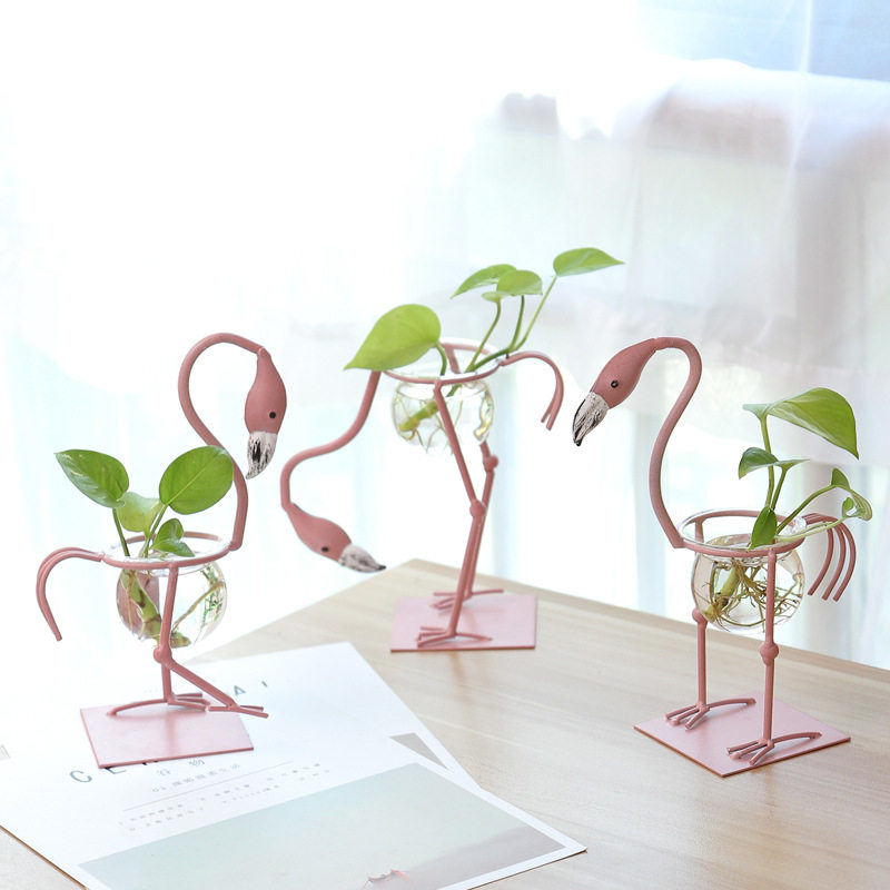 北欧火烈鸟水培花瓶装饰品花瓶水培花盆容器客厅装饰办公室桌面陈
