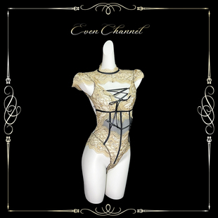 even学姐：浪漫共鸣*蕾丝性感绑带直角肩内搭连体衣高级纯欲qqny