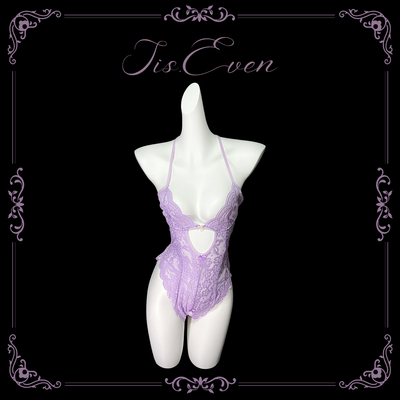 性感镂空蝴蝶结带胸垫连体蕾丝裙