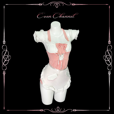 甜美可爱女仆cos挂脖睡裙约会