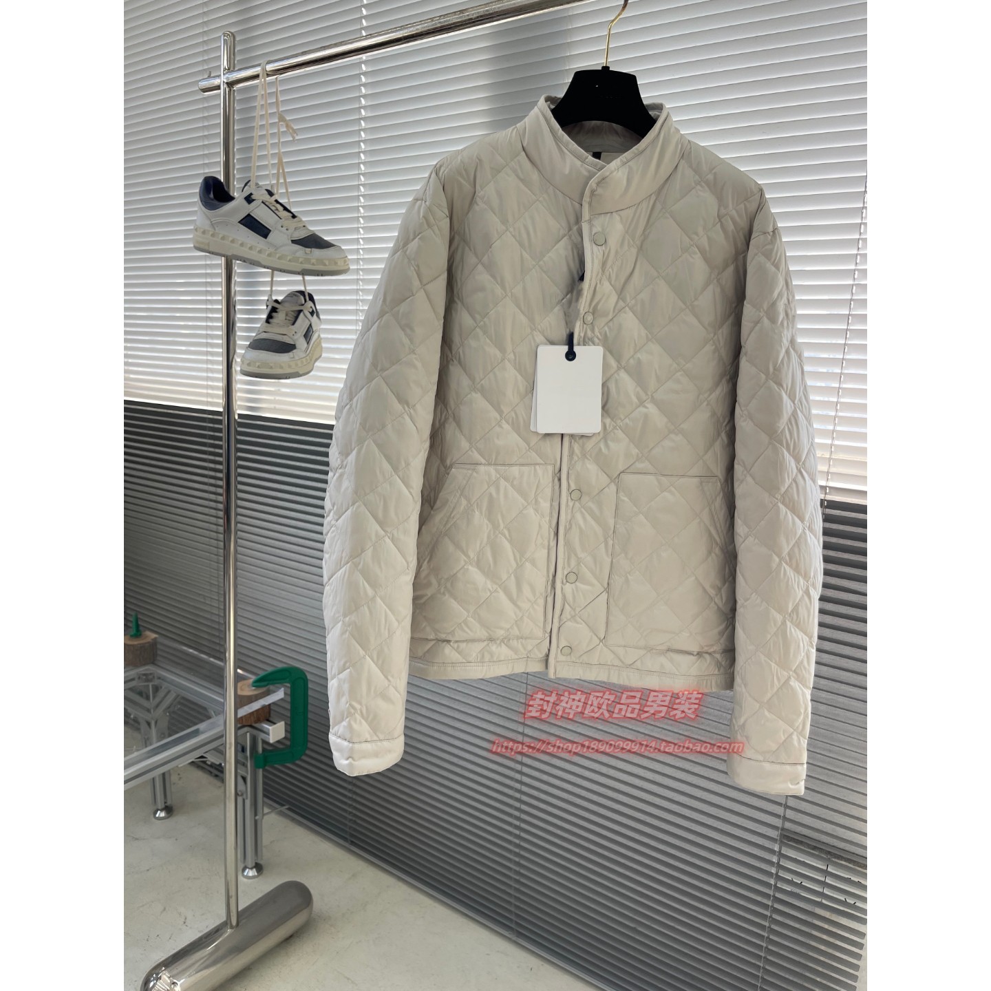 极简欧洲站立领男士立领拉链棒球服防风羽绒服外套保暖菱格潮户外