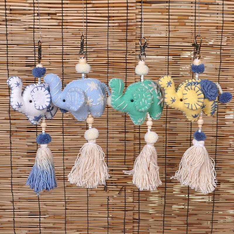 泰国手工缝制大象包挂刺绣布艺挂饰小象钥匙扣礼品版纳旅游纪念品
