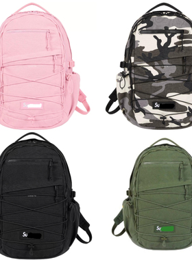 现款 Sup25SS Backpack 水洗帆布BOX LOGO防水双肩背包书包旅行包