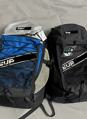 自主sup 23FW Backpack 反光大LOGO 防水尼龙双肩包背包书包新款