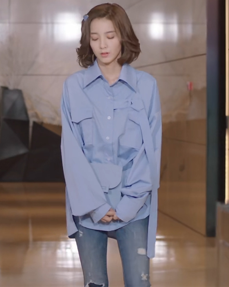 外星女生柴小七同款韩版BF风蓝色宽松长袖衬衫女2019秋装新款衬衣在类目 女装/女士精品, 衬衫中 - 来自Buy2taobao.com提供专业的淘宝代购服务